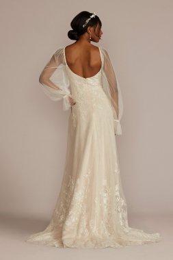 Beaded Lace Wedding Dress with Removable Sleeves CWG962