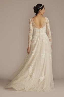 Allover Lace Billow Sleeve Tall Plus Wedding Dress MS251261