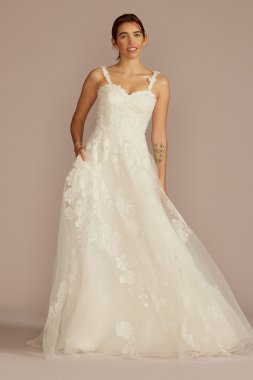 Layered Floral Applique A-Line Wedding Dress MS251272