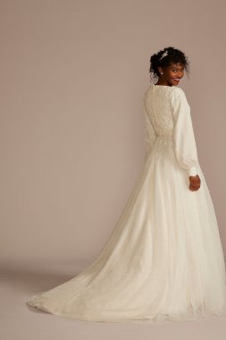 Sequin Floral A-Line Spaghetti Strap Wedding Dress SDWG1173