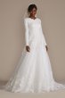 High Neck Lace Applique Modest Wedding Dress MSLWG3850