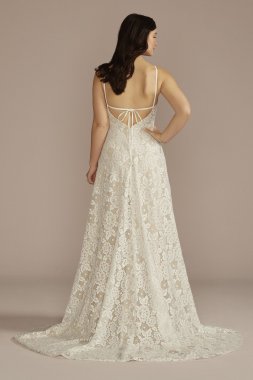 Recycled Floral Lace Spaghetti Strap Wedding Dress RWG4079