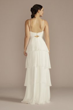 Recycled Chiffon Tiered Skirt Wedding Dress RWG4082