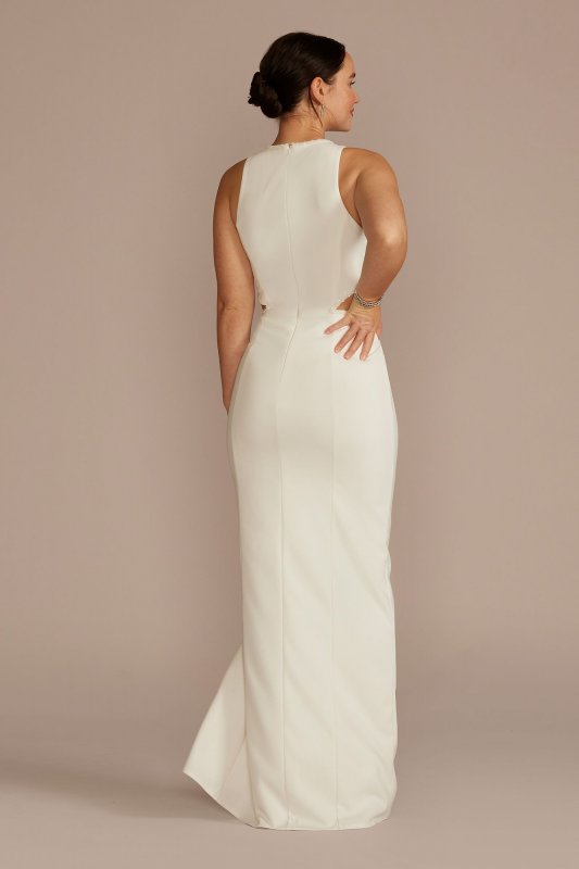 Beaded Crepe Cutout Sheath Wedding Dress SDWG1120