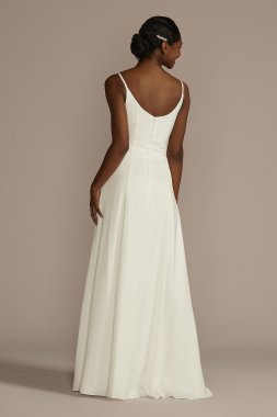 Cowl Neck Crepe Scoop Back A-Line Wedding Dress SDWG1124