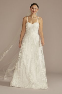 3D Floral Applique Corset Bodice Wedding Dress SDWG1153