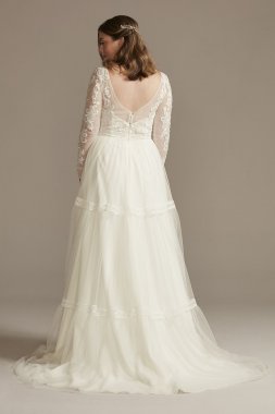 Corset Bodice Long Sleeve A-Line Wedding Dress SLMS251209