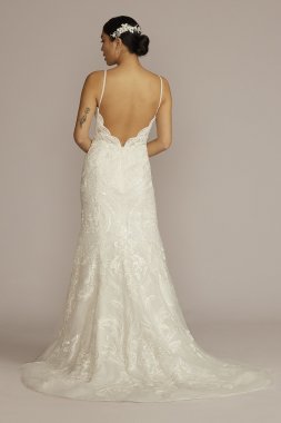 Glitter Tulle Lace Mermaid Tall Plus Wedding Dress SWG941