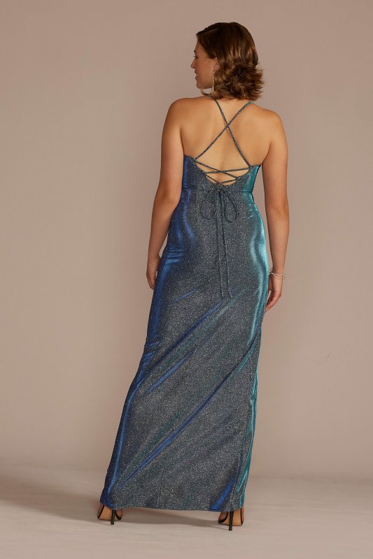 Iridescent Ruffle Dress with Lace-Up Back WBM3312