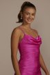 Cowl Neck Stretch Satin Mermaid Trumpet Dress WBM3576