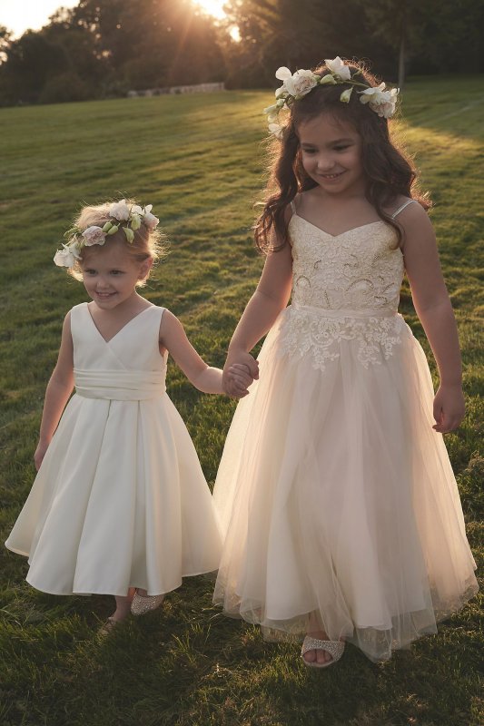 Satin Tea-Length Ball Gown Flower Girl Dress WG1448