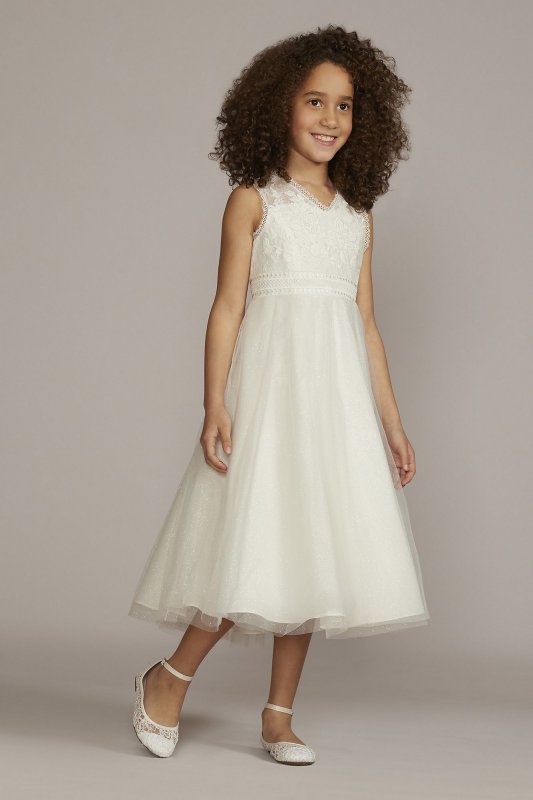 Sparkle Lace Bodice Flower Girl Dress WG1463