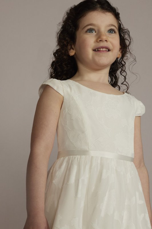 Floral Burnout Cap Sleeve Flower Girl Dress WG1468