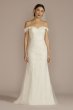 Off-Shoulder Lace Applique Sheath Wedding Dress WG4089