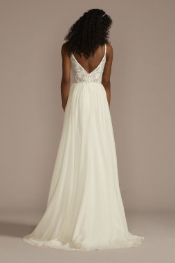 Lace Bodice Spaghetti Strap A-line Wedding Dress WG4092
