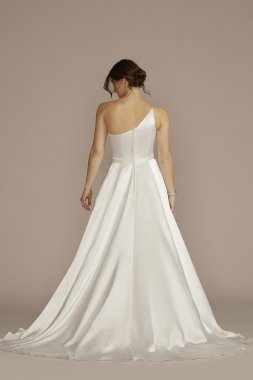 One Shoulder Satin A-Line Wedding Dress WG4095