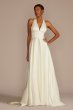 Plunging Halter Satin A-Line Wedding Dress WG4096