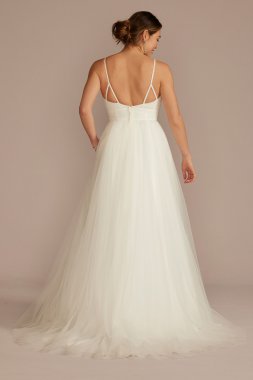 Scoop Back Lace Applique Tulle Wedding Dress SDWG1148