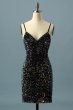 Glitter Black Bodycon Sequins Short Homecoming Dress E202283181