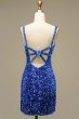Royal Blue V Neck Sequins Homecoming Dress E202283169