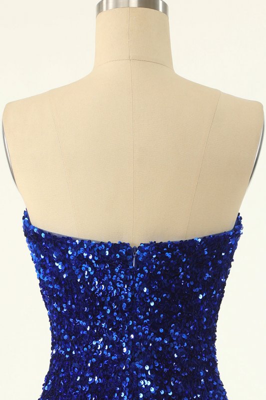 Royal Blue Sweetheart Sequins Tight Homecoming Dress E202283189