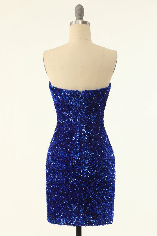 Royal Blue Sweetheart Sequins Tight Homecoming Dress E202283189