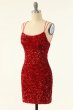 Red Sequins Tight Short Homecoming Dress E202283190