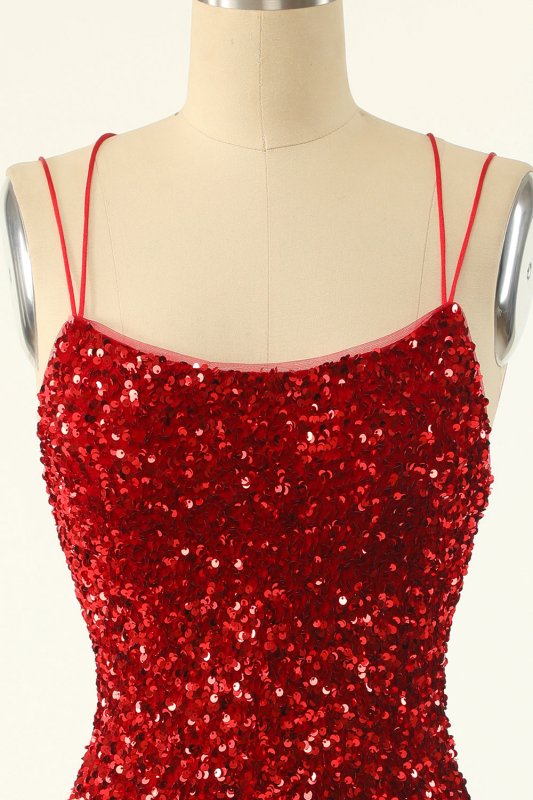 Red Sequins Tight Short Homecoming Dress E202283190