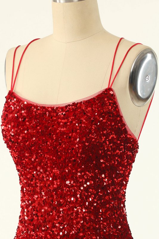 Red Sequins Tight Short Homecoming Dress E202283190