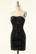 Black Sweetheart Sequins Tight Homecoming Dress E202283191