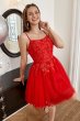 Red A-line Cute Homecoming Dress with Appliques E202283637