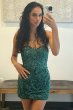 Dark Green Lace Tight Homecoming Dress E202283647