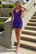 Purple Criss-Cross Straps Sequins Homecoming Dress E202283650