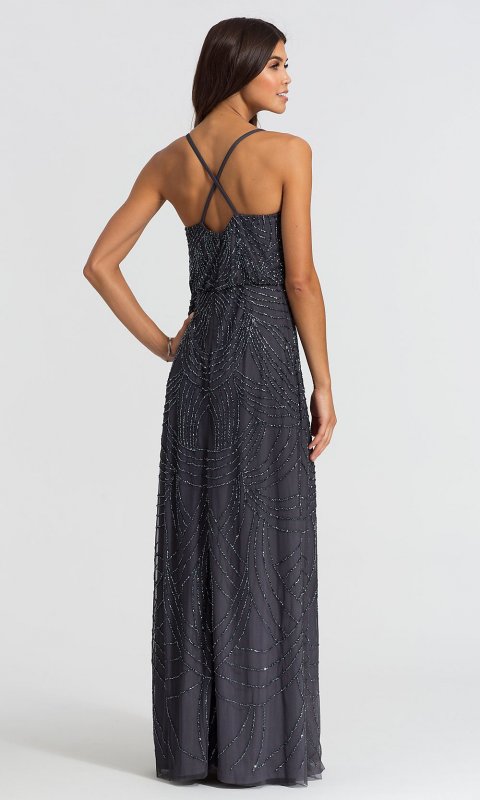 Long Gunmetal Bridesmaid Dress AP-091891180-G