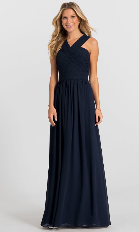 Pleated-Bodice Long Bridesmaid Dress BLF-1276