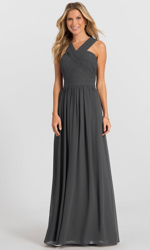 Pleated-Bodice Long Bridesmaid Dress BLF-1276