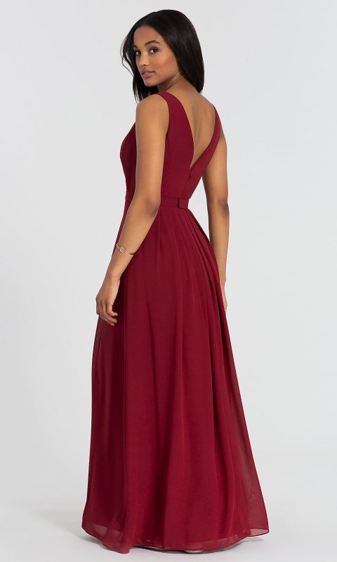 Long Chiffon V-Neck Social Bridesmaids Dress DG-S-8157