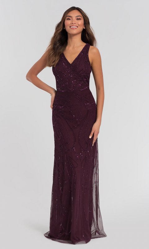 Sequined Platinum Bridesmaids Dress HOW-APPBM-40123