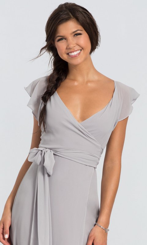 Dorian Long Chiffon V-Neck Wrap Bridesmaid Dress JAUG-C-Dorian-Long