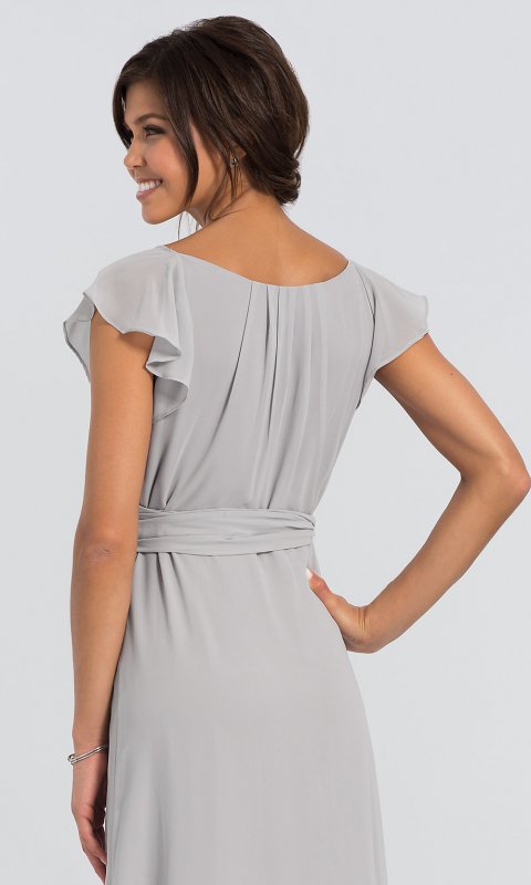 Dorian Long Chiffon V-Neck Wrap Bridesmaid Dress JAUG-C-Dorian-Long