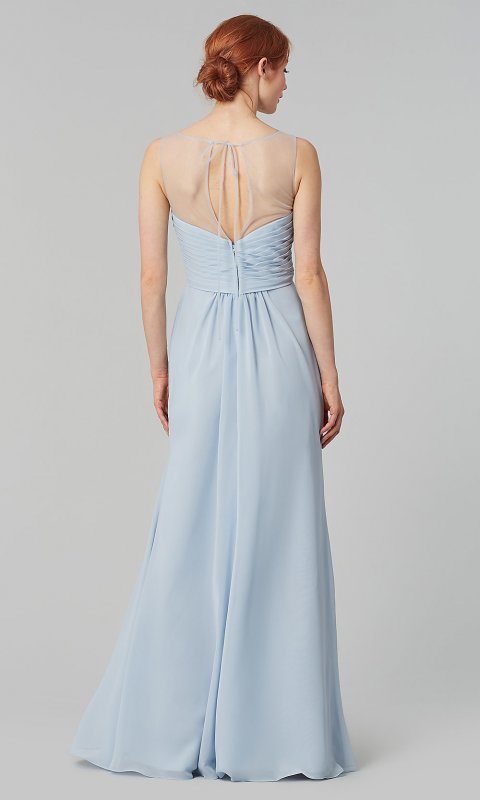 Illusion-Neckline Long Bridesmaid Dress KL-200002