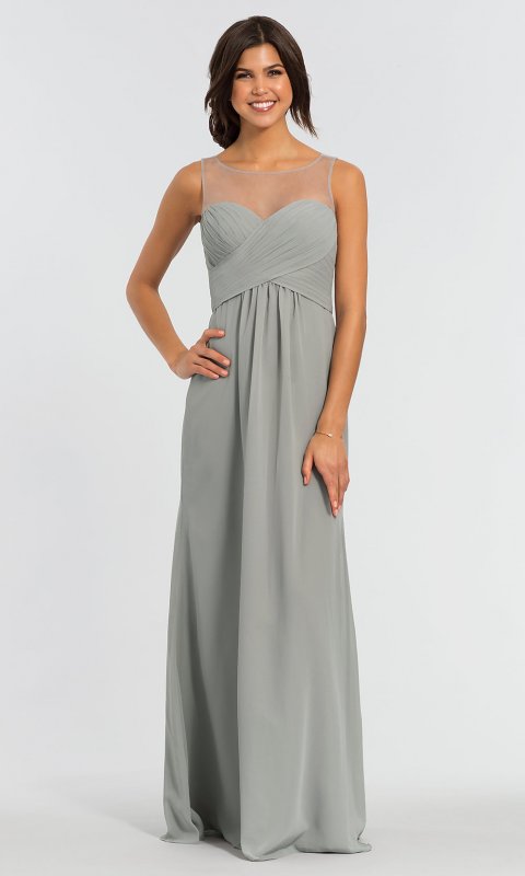 Illusion-Neckline Long Bridesmaid Dress KL-200002