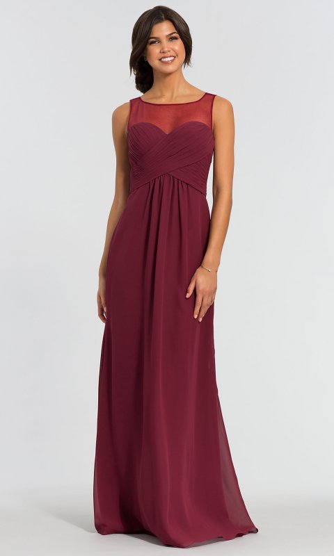 Illusion-Neckline Long Bridesmaid Dress KL-200002