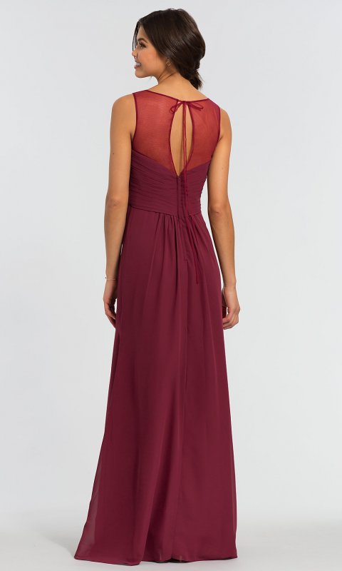 Illusion-Neckline Long Bridesmaid Dress KL-200002