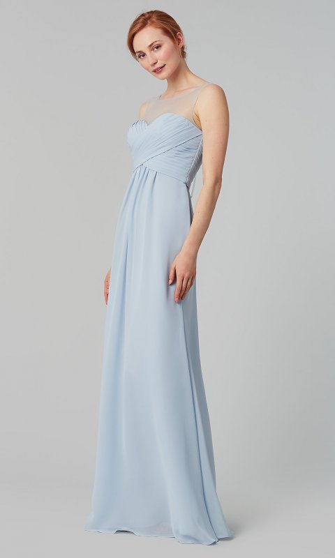 Illusion-Neckline Long Bridesmaid Dress KL-200002