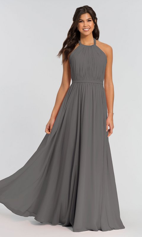 High-Neck Halter Chiffon Bridesmaid Dress KL-200006-v