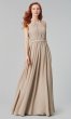 Halter Pleated-Bodice Long Bridesmaid Dress KL-200006