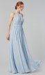 Halter Pleated-Bodice Long Bridesmaid Dress KL-200006