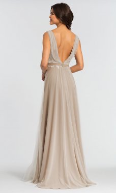 V-Neck Long Tulle Bridesmaid Dress KL-200008