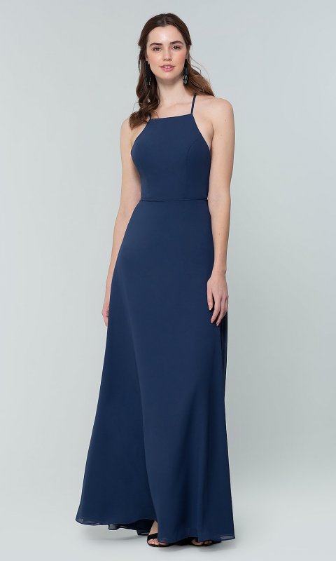 Open-Back Chiffon Long Bridesmaid Dress KL-200010